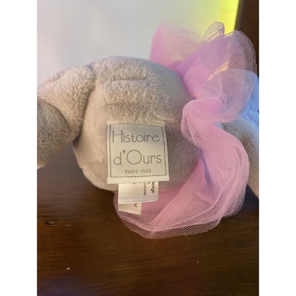 Histoire D’ours Gray Tutu Ballerina Hippo Plush Stuffed Animal Plush Toy 9” Tall - Picture 6 of 8